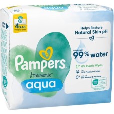 Дитячі вологі серветки Pampers Harmonie Aqua 4 пачки х 48 шт (8006540556139)