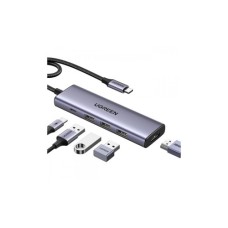 Порт-реплікатор Ugreen Dock CM511 5in1 USB3.1 Type-C --> HDMI 60Hz/3xUSB-А 3.0/Type-C/PD 100W (15597)