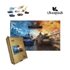 Пазл Ukropchik дерев'яний World of Tanks size - M в коробці з набором-рамкою (World of Tanks A4)