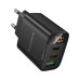 Зарядний пристрій BOROFONE BA98A 2xUSB-C PD30W + 1xUSB 18W digital display black (6941991120510)
