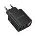 Зарядний пристрій BOROFONE BA98A 2xUSB-C PD30W + 1xUSB 18W digital display black (6941991120510)
