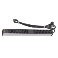 Силовий блок 19" 1U 12 розеток IEC C13, вилка Schuko, кабель 3м. Conteg (DP-RP-12-IECC13)