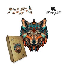 Пазл Ukropchik дерев'яний Племенний Вовк size - M в коробці з набором-рамкою (Tribal Wolf A4)