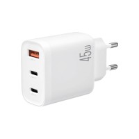 Зарядний пристрій XO L117-CC 2xUSB-C PD45W + 1xUSB-A QC3.0 White (L117-CC.white)