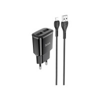 Зарядний пристрій HOCO C88A Star round dual port charger set(iP) Black (6931474749505)