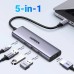 Концентратор Ugreen USB-C to HDMI + 3xUSB 3.0 + PD CM511 gray (15596)