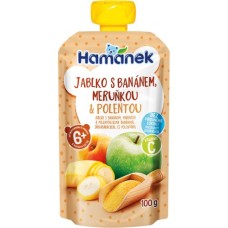 Дитяче пюре Hamanek із яблук, бананів, абрикосів та поленти 100 г (1215915)