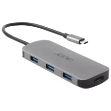 Концентратор Acer USB-C 7-in-1 3xUSB 3.2 + HDMI + USB-C + PD + SD gray (HP.DSCAB.018)