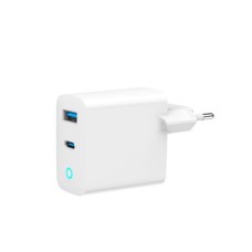 Зарядний пристрій Gembird 1хUSB-A (QC3.0 18W) + 1xType-C (PD 65W) white (TA-UC-PDQC65L-W-01)