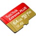 Карта пам'яті SanDisk 64GB microSD class 10 V30 Extreme PLUS (SDSQXBU-064G-GN6MA)