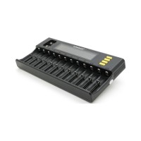 Зарядний пристрій для акумуляторів Liitokala 12 Slots+2, Ni-Mh/Li-ion/LiFePo4/Крона, LED+LCD (Lii-S12)