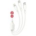 Дата кабель USB 2.0 AM to Lightning + Micro 5P + USB-C 1.0m 2.4A XO (CB-23U3)