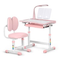 Парта зі стільцем Evo-kids (стол+стул+полка+лампа) Pink (BD-20 PN)