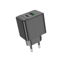 Зарядний пристрій BOROFONE BAS14A Erudite 1xUSB-C PD20W + 1xUSB QC3.0 Black (6941991104947)