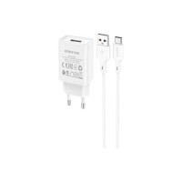 Зарядний пристрій BOROFONE BA68A Glacier USB + cable USB to USB-C 10.5W White (6974443385731)