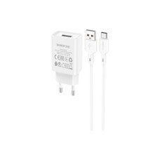 Зарядний пристрій BOROFONE BA68A Glacier USB + cable USB to USB-C 10.5W White (6974443385731)