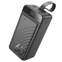 Батарея універсальна HOCO 60000mAh Element PD/20W, QC/22.5W, LED Lamp, Black (J123C / 714736)