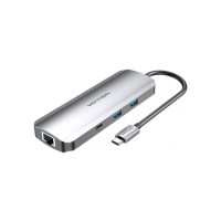 Концентратор VENTION USB3.1 Type-C --> HDMI/USB 3.0x2/RJ45/USB-C/SD/TF/TRRS 3.5mm (TOMHB)