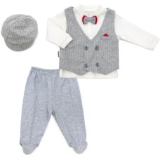 Набір дитячого одягу Miniworld з жилетом (14695-68B-gray)