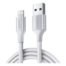 Дата кабель USB 2.0 AM to Lightning 2.0m US199 2.4A Silver Ugreen (60163)
