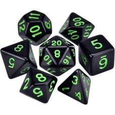 Набір кубиків для настільних ігор Games 7 Days Opaque 7 Dice Set - Black (w-green) (g7dopaq01)