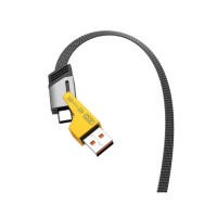 Дата кабель USB 2.0 AM to USB-C + USB 2.0 AM to Lightning 1.0m 60W black XO (NB283_4-in-1_Black)