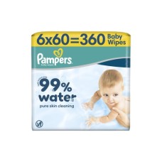 Дитячі вологі серветки Pampers 99 Water 60 шт х 6 пачок (360 шт) (8006530116596)