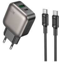 Зарядний пристрій BOROFONE BAS54A Absolute 1xUSB-C PD20W + 1xUSB QC3.0 + cable USB-C to USB-C Black (6941991116223)