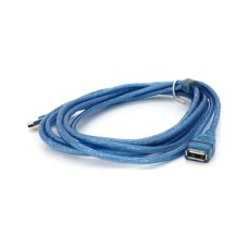 Дата кабель USB 2.0 AM/AF 3.0m ferrite transparent blue Voltronic (YT-AM/AF-3.0TBL)