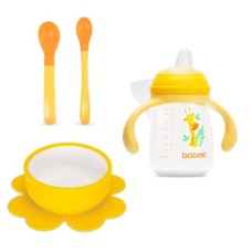 Набір дитячого посуду Baboo мисочка, 2 м'які ложки, чашка непроливайка, 6+ (10-002 жовтий)