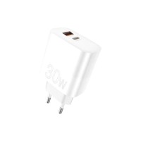 Зарядний пристрій WUW C208 1xUSB-C PD30W + 1xUSB QC3.0 18W White (6972573333417)