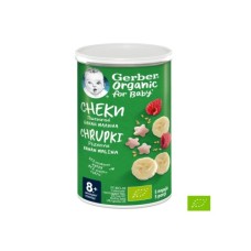 Дитячі снеки Gerber Рисово-пшеничні з бананами та малиною 35 г (7613037307641)