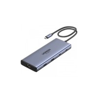 Порт-реплікатор Ugreen Dock CM639 USB3.2 Type-C --> HDMIx2, 60Hz/2xUSB-A/2xUSB-C 3.2/ RJ45/SD/TF/PD 100W (45380)