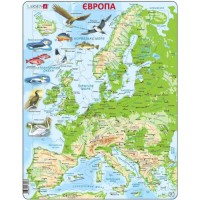 Пазл Larsen рамка-вкладиш Карта Європи з тваринами (K70-UA)