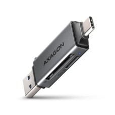 Зчитувач флеш-карт AXAGON USB-C + USB-A to SD/microSD 5Gbps gray (CRE-DAC)