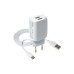 Зарядний пристрій XO 2xUSB + cable USB-C white (XO-L35-TC)