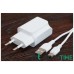 Зарядний пристрій XO 2xUSB + cable USB-C white (XO-L35-TC)