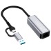 Адаптер USB-C + USB A to RJ45 Ethernet 1000Mbps ColorWay (CW-AD-CRG)