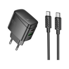Зарядний пристрій HOCO CS61A Bright 1xUSB-C PD30W + 1xUSB QC3.0 + cable USB-C to USB-C Black (6942007638449)