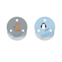 Пустушка Baby-Nova Penguin&Bear Uni 0-24 міс., блакитна/сіра, 2 шт. (3962098)