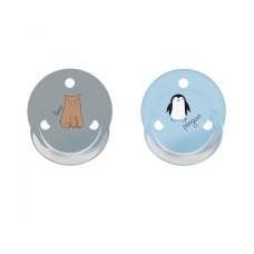 Пустушка Baby-Nova Penguin&Bear Uni 0-24 міс., блакитна/сіра, 2 шт. (3962098)