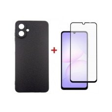 Чохол до мобільного телефона Dengos Carbon Kit for Samsung Galaxy A07 case + glass Black (DG-KM-162)