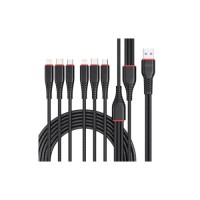 Дата кабель USB 2.0 AM to 2xLightning + 2xMicro 5P + 2xUSB-C 1.2m black XO (XO-NB196-6in1)