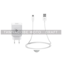 Зарядний пристрій 2E Wall Charger Dual USB-A 2.4A + cable USB-C White (2E-WC1USB2.1A-CC)