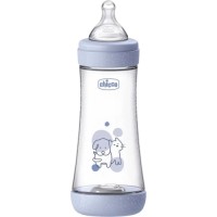 Пляшечка для годування Chicco Perfect 5 із силіконовою соскою 4+ місяців 300 мл Блакитна (20235.22.40)