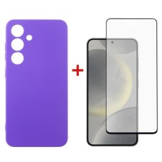 Чохол до мобільного телефона Dengos Samsung Galaxy S24 Carbon + glass Purple (DG-KM-102)