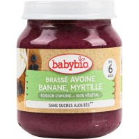 Дитяче пюре BabyBio Органічне на основі вівсяного молока з бананом та чорницею 130 г (51098)