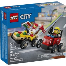 Конструктор LEGO City Піца-авто проти пожежної машини Набір перегонів (60458)