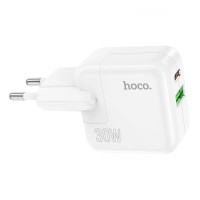 Зарядний пристрій HOCO C111A Lucky 1xUSB-C PD30W + 1xUSB QC3.0 White (6931474790866)