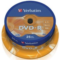 Диск DVD Verbatim 4.7Gb 16X CakeBox 25шт (43522)